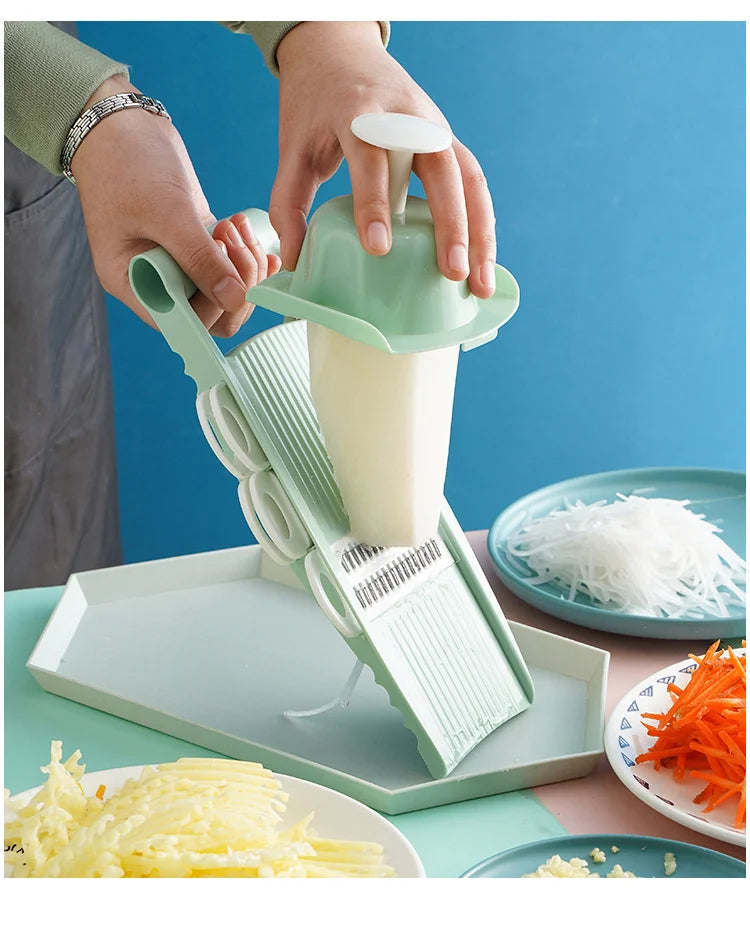 5 In 1 Potato Shredding Hine Slicing Chopper Chopping Vegetable Radish Scraper Rough Planer Multi-Functional Kitchen Tool